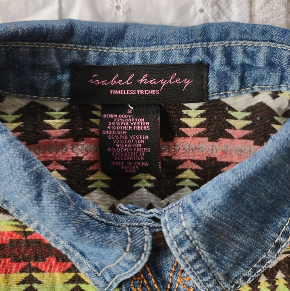 Tribal patterned embroidered denim jacket. - Picture 6 of 10